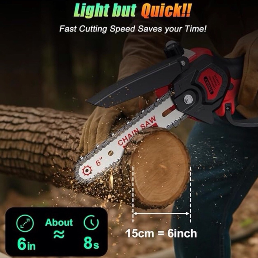 NIB 6" mini chainsaw battery operated - Picture 3 of 4